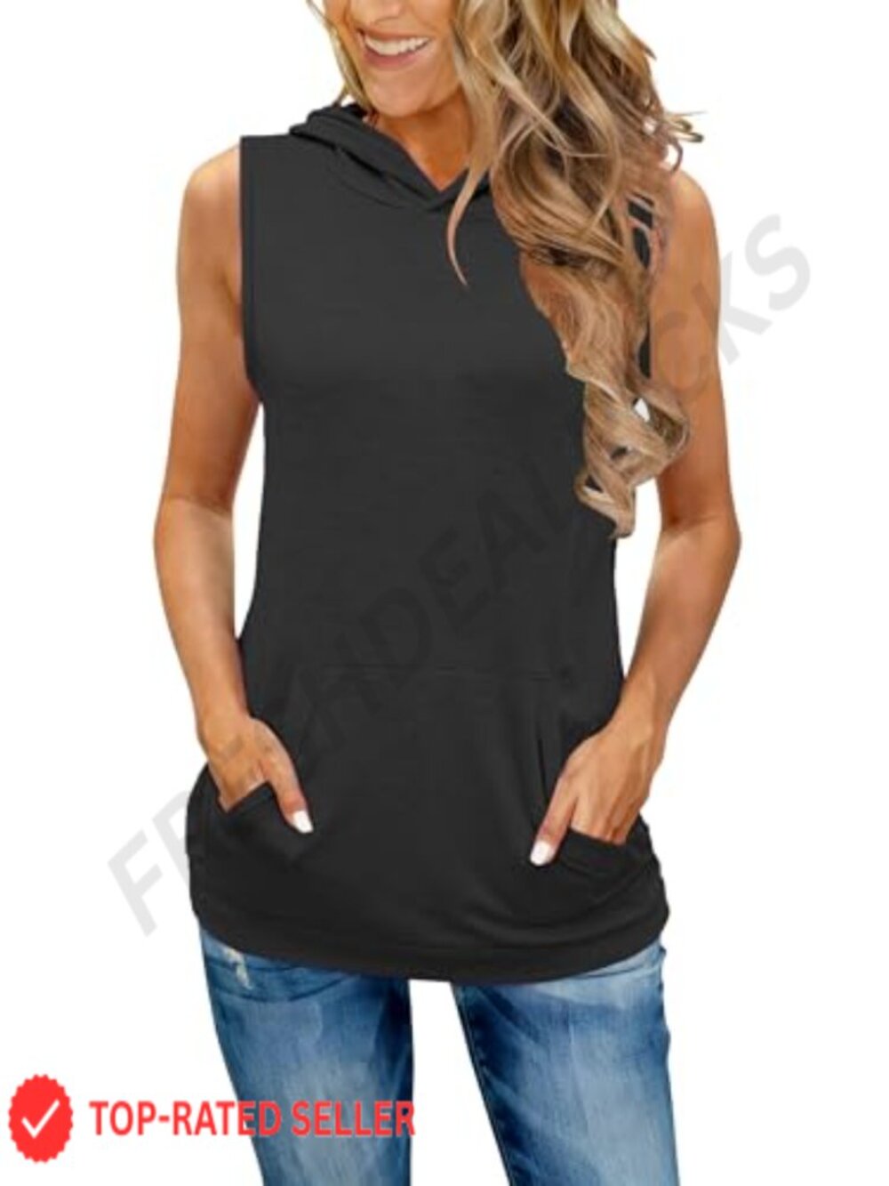 Sleeveless Hooded Tank Top Loose Fit Pullover Casual Summer Women's Top